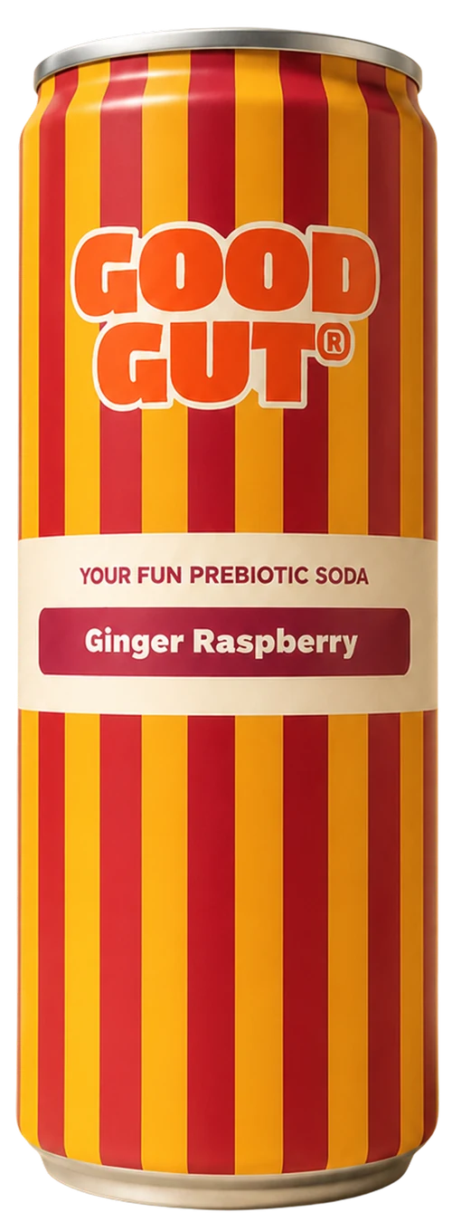 Ginger Raspberry — Good Gut prebiotic soda can